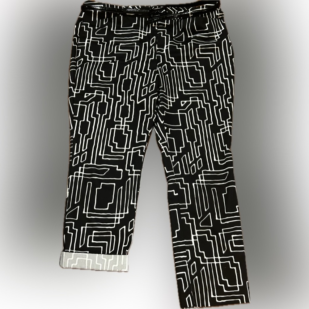 Geometric Black and White Women's Pants